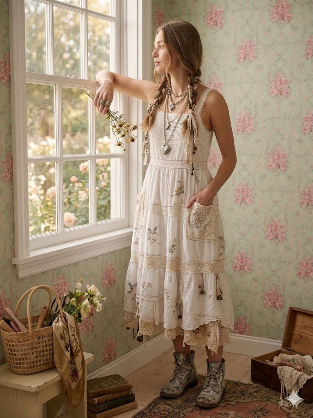 NWT Matilda Jane Embroidered Lace Cotton Sleeveless fully lined midi dress sz 12